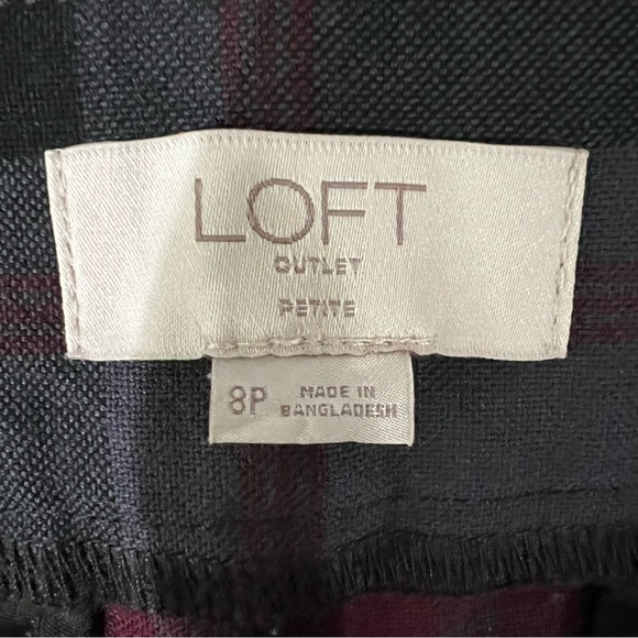 LOFT Modern Skinny Ankle Plaid Pants Size 8P - Picture 4 of 9
